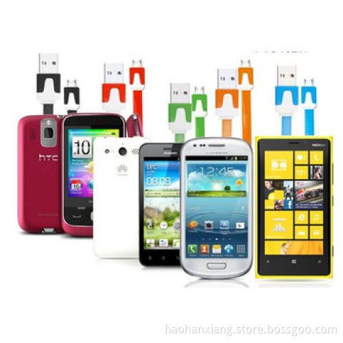 Fashionable color flat noodles USB data cables for Samsung Galaxy
